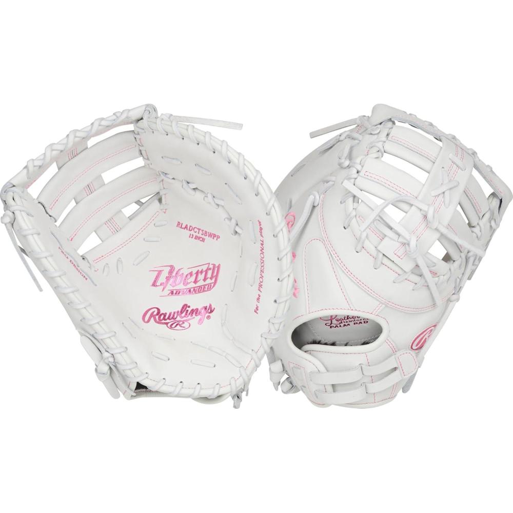 image:imageRawlings Liberty Advanced Color Series Fastpitch Softball Glove Sizes 1175 13 Multiple StylesWhite Pink Single Post DoubleBar Web