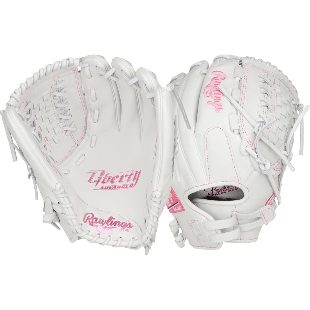 image:imageRawlings Liberty Advanced Color Series Fastpitch Softball Glove Sizes 1175 13 Multiple StylesWhite Pink XLaced Basket Web