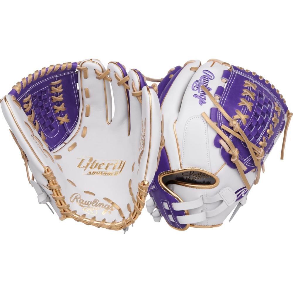 image:imageRawlings Liberty Advanced Color Series Fastpitch Softball Glove Sizes 1175 13 Multiple StylesWhite Purple Gold XLaced Basket Web