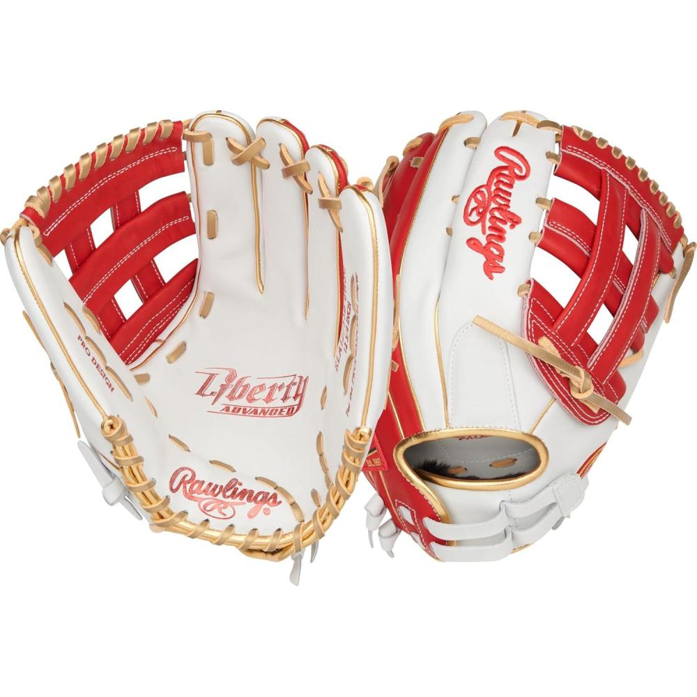 image:imageRawlings Liberty Advanced Color Series Fastpitch Softball Glove Sizes 1175 13 Multiple StylesWhite Scarlet Gold Pro H Web