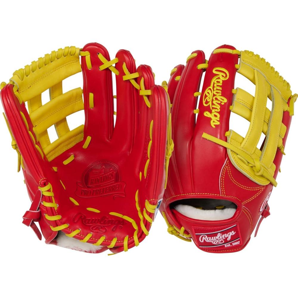 image:imageRawlings PRO Preferred Baseball Glove Sizes 115 1275 Multiple StylesScarlet Yellow Pro H Web