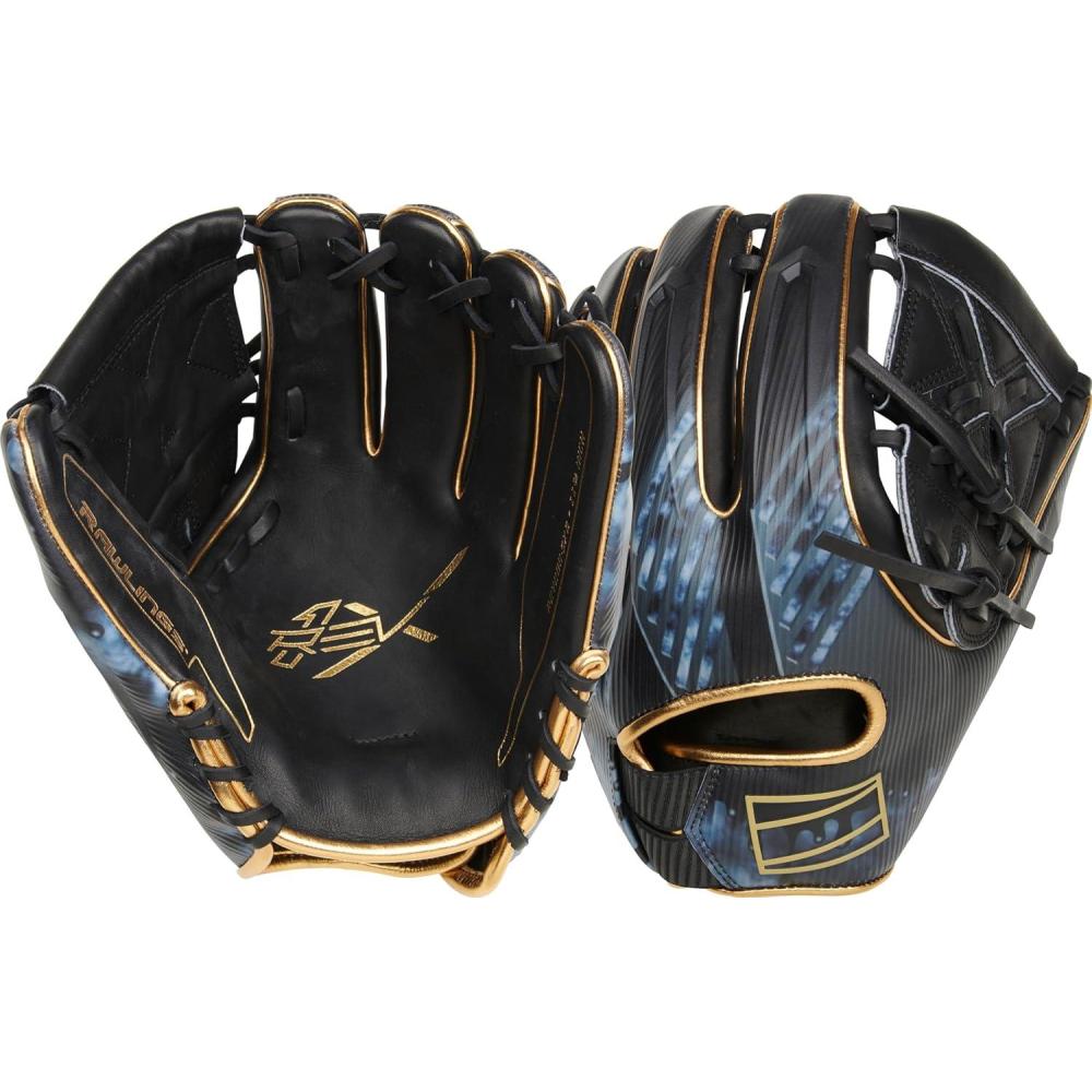 image:imageRawlings REV1X Baseball Glove Sizes 115 1275 Multiple StylesBlack Gold 2Piece Solid Web