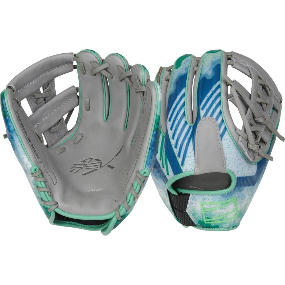 image:imageRawlings REV1X Baseball Glove Sizes 115 1275 Multiple StylesLindor Grey Blue Green Split Single Post Web