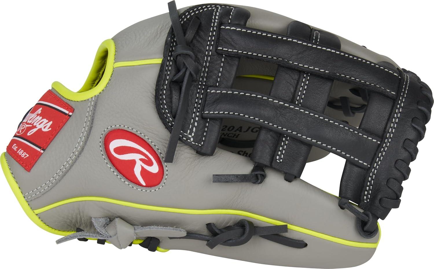 image:imageRawlings Select PRO LITE Youth Baseball Glove Pro Player Models Sizes 105 1225 Multiple StylesAaron Judge Pro H Web Grey Black