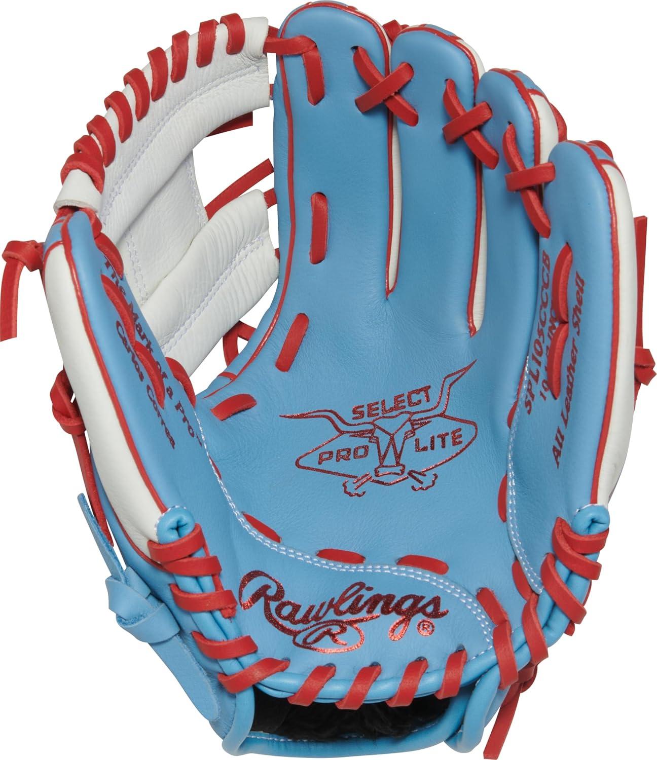 image:imageRawlings Select PRO LITE Youth Baseball Glove Pro Player Models Sizes 105 1225 Multiple StylesCarlos Correa Pro I Web Columbia Blue White