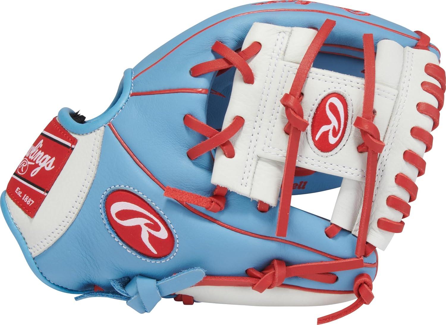 image:imageRawlings Select PRO LITE Youth Baseball Glove Pro Player Models Sizes 105 1225 Multiple StylesCarlos Correa Pro I Web Columbia Blue White