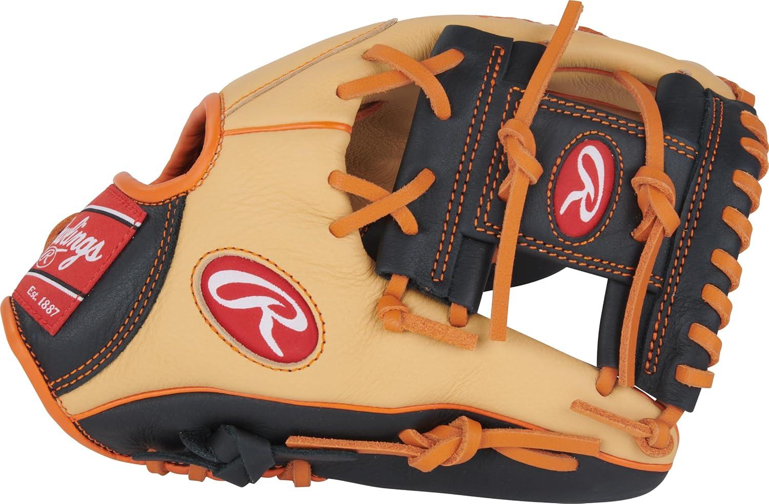 image:imageRawlings Select PRO LITE Youth Baseball Glove Pro Player Models Sizes 105 1225 Multiple StylesJackson Holiday Pro I Web Camel Black ORANGE