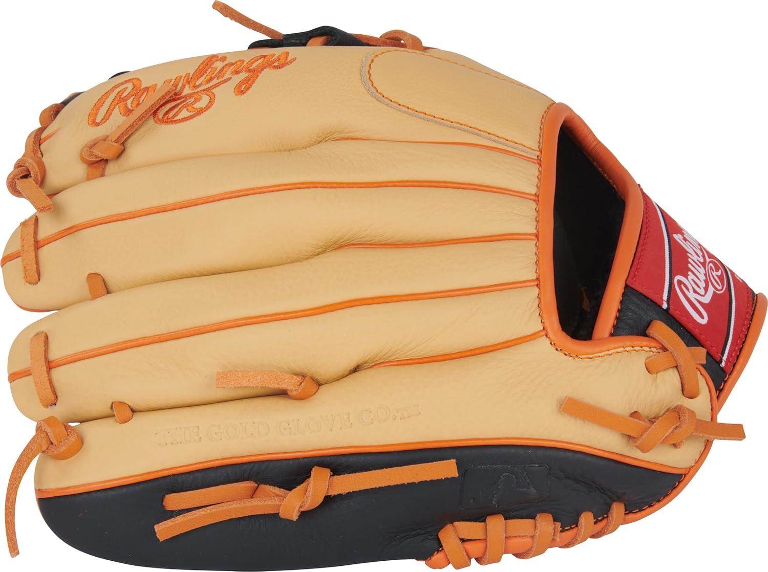 image:imageRawlings Select PRO LITE Youth Baseball Glove Pro Player Models Sizes 105 1225 Multiple StylesJackson Holiday Pro I Web Camel Black ORANGE