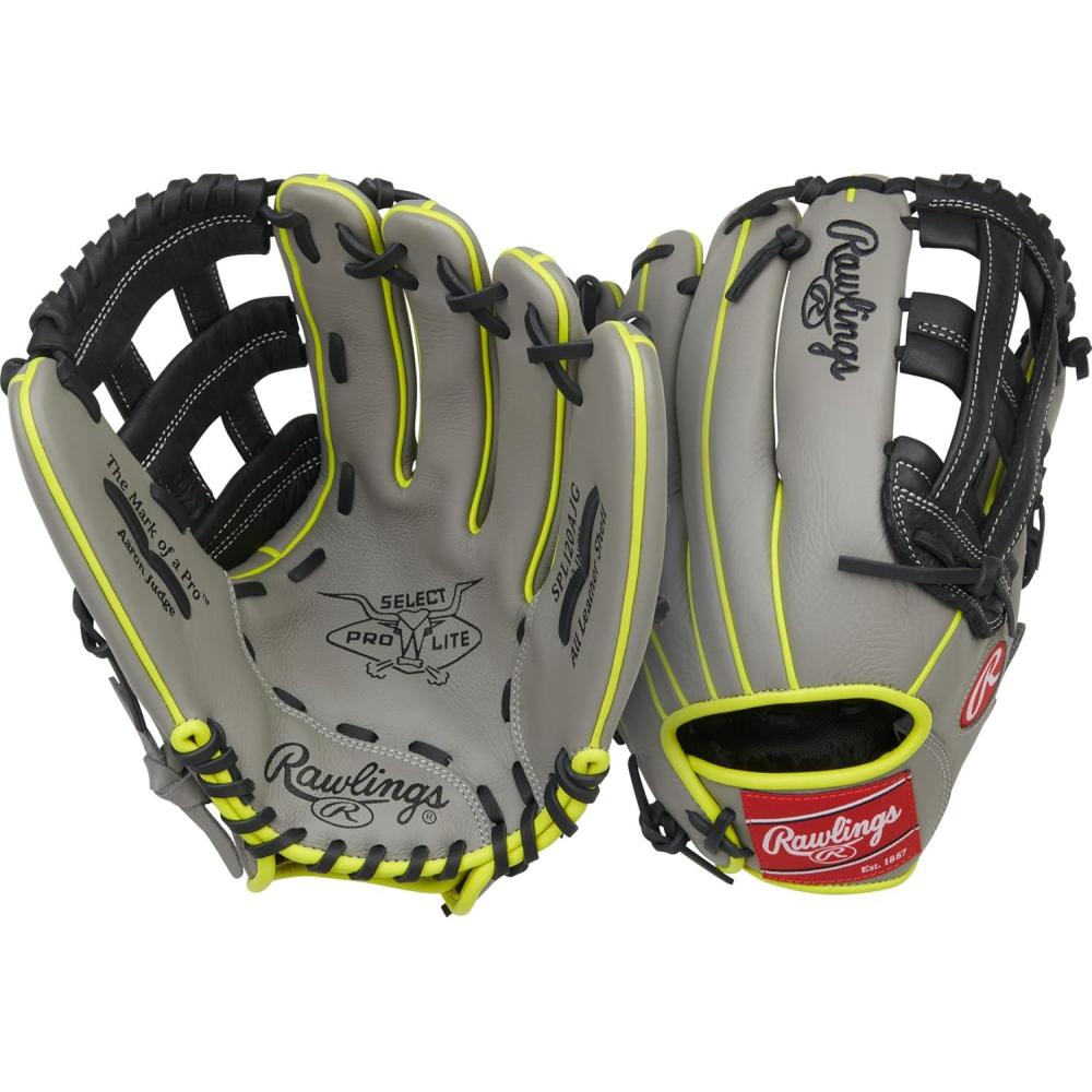 image:imageRawlings Select PRO LITE Youth Baseball Glove Pro Player Models Sizes 105 1225 Multiple StylesAaron Judge Pro H Web Grey Black
