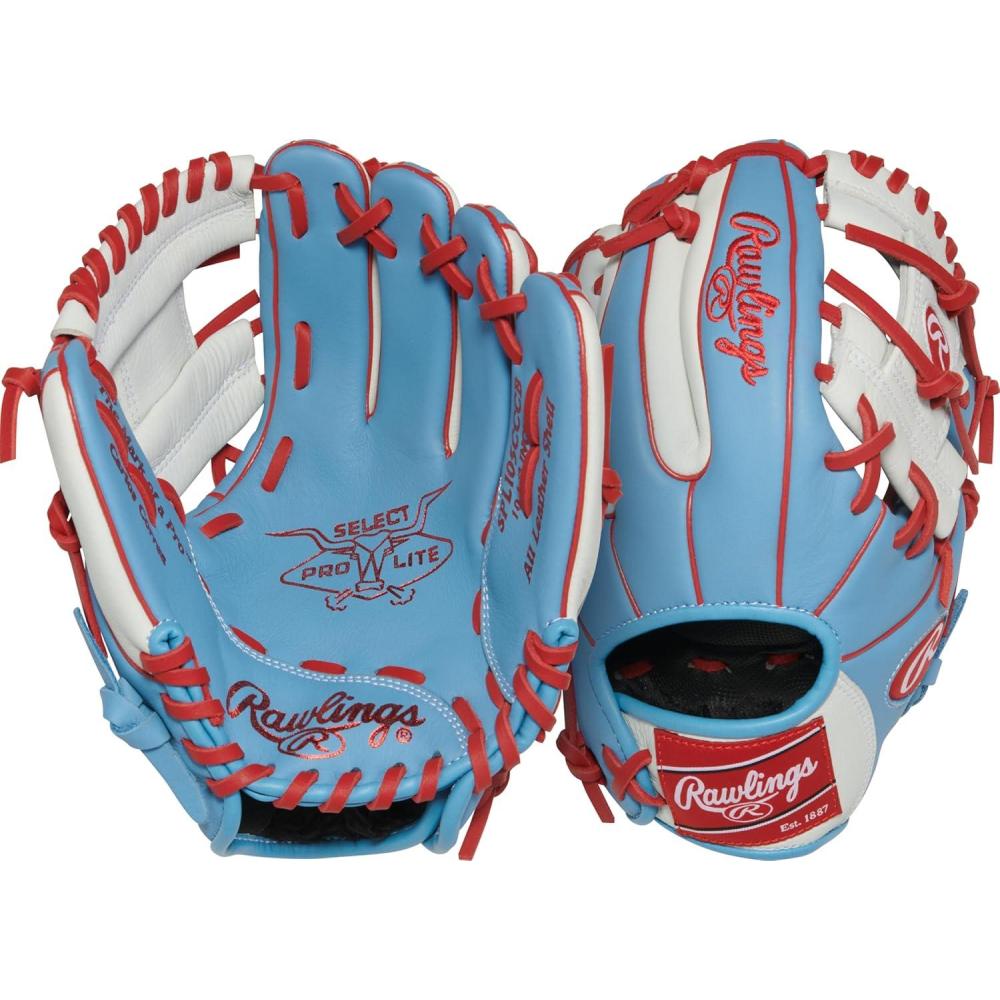 image:imageRawlings Select PRO LITE Youth Baseball Glove Pro Player Models Sizes 105 1225 Multiple StylesCarlos Correa Pro I Web Columbia Blue White